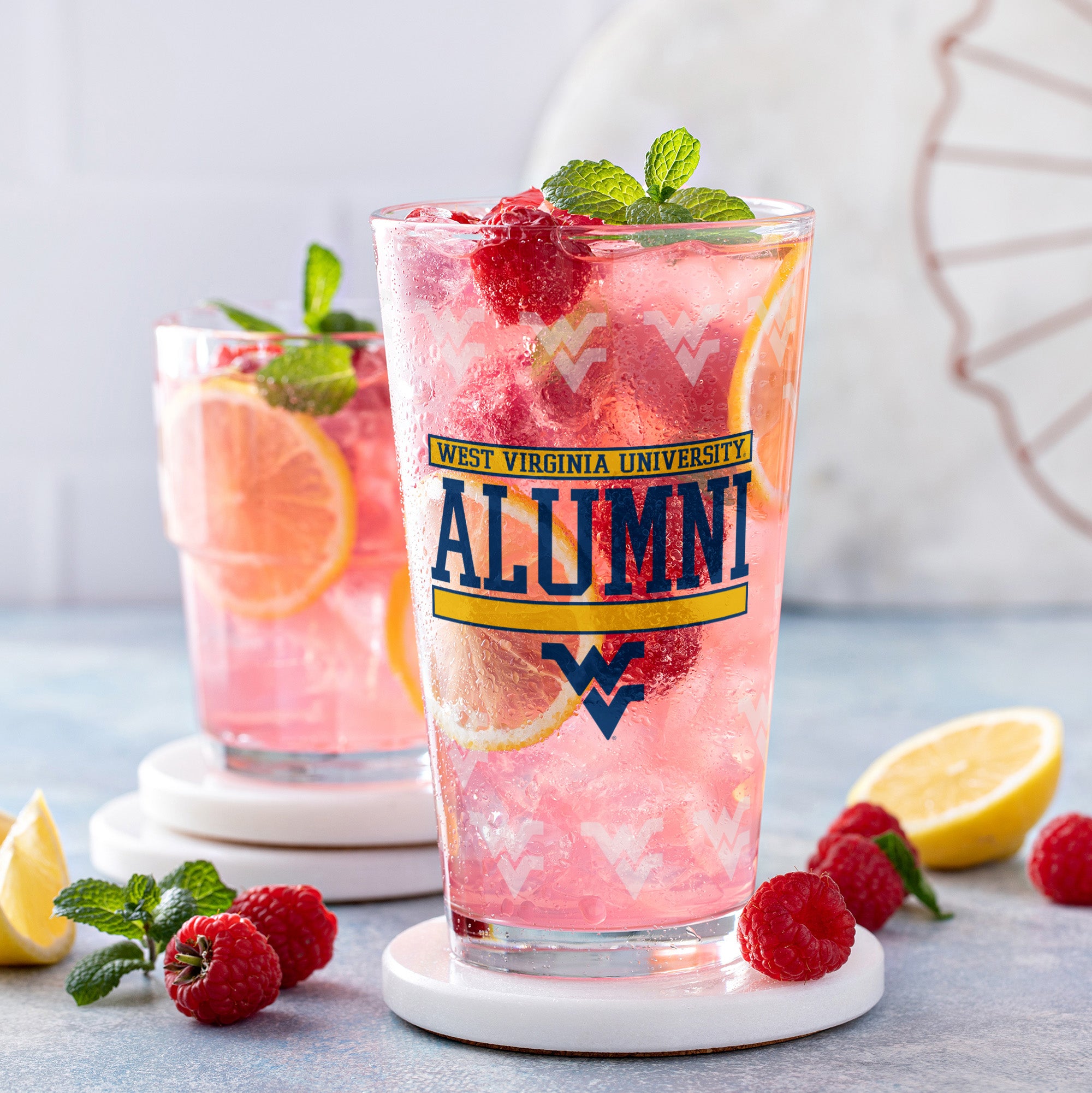 Set of 2 West Virginia Mountaineers 16oz Alumni Pints