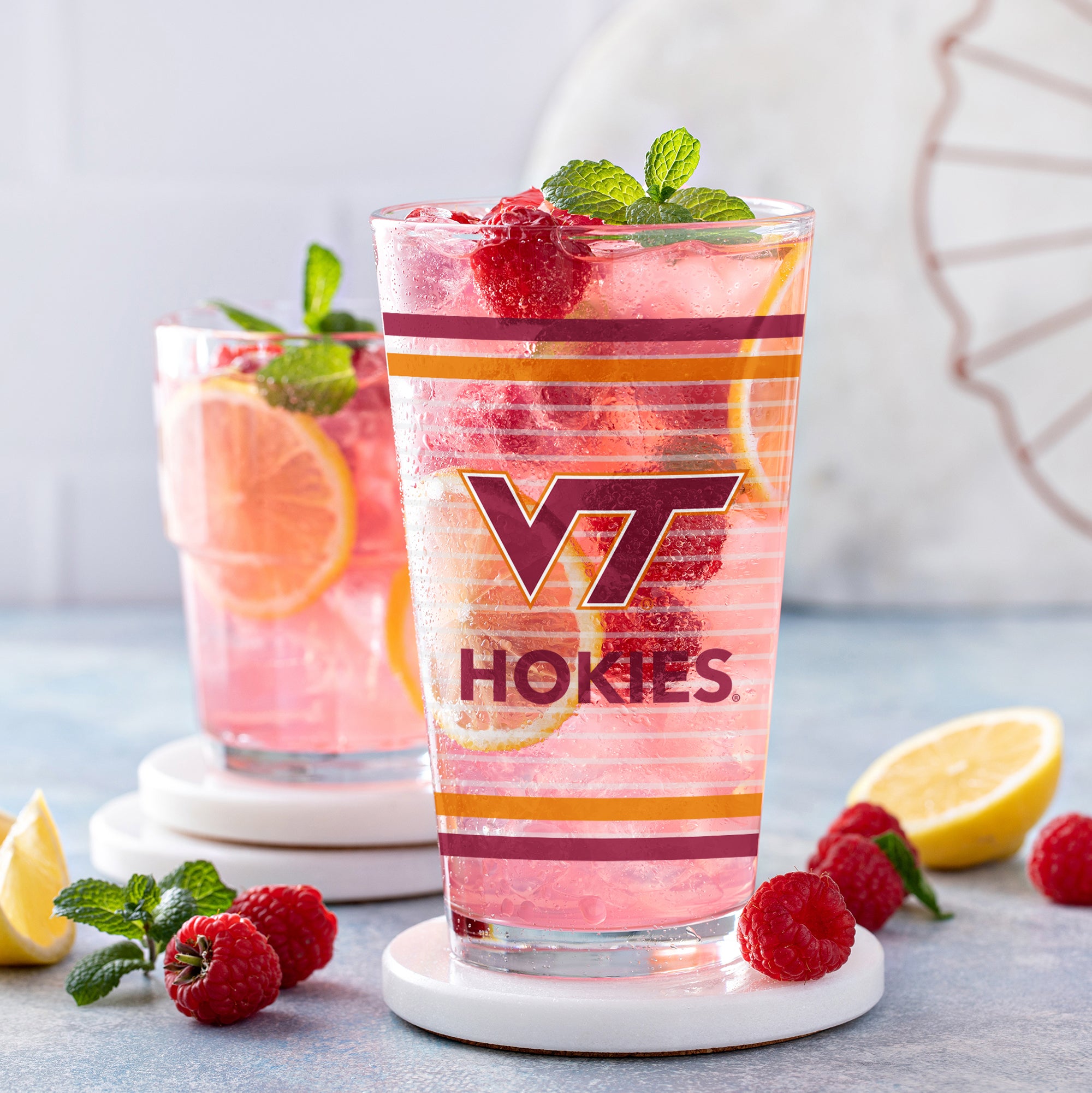 Set of 2 Virginia Tech Hokies 16oz Ring Pints