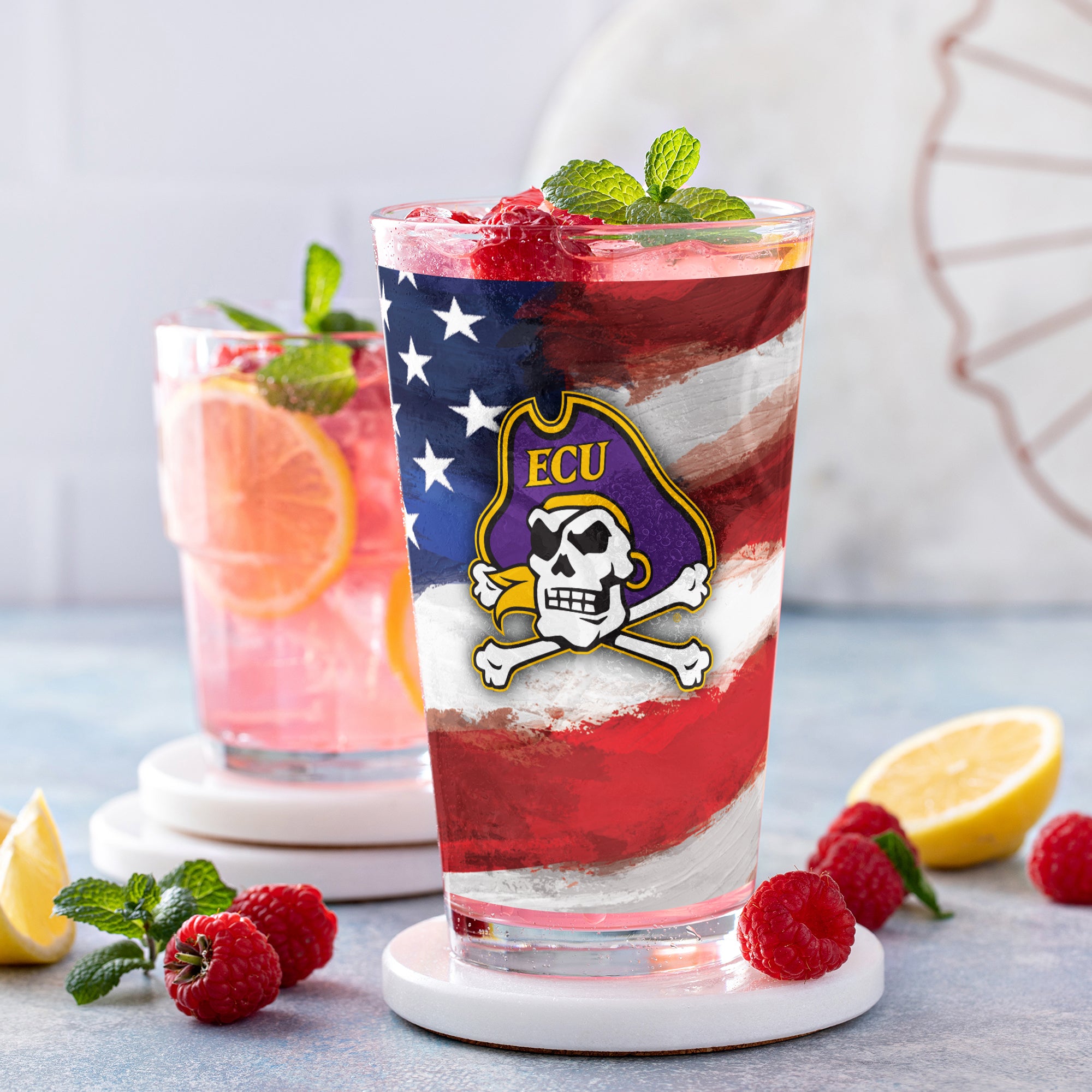 Set of 2 East Carolina Pirates 16oz Americana Pints