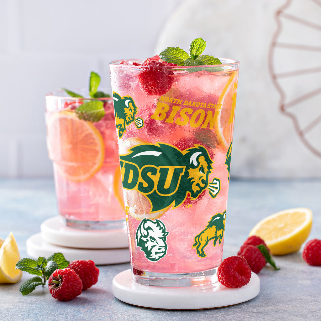 Set of 4 North Dakota State Bisons 16oz Medley Pint Glasses