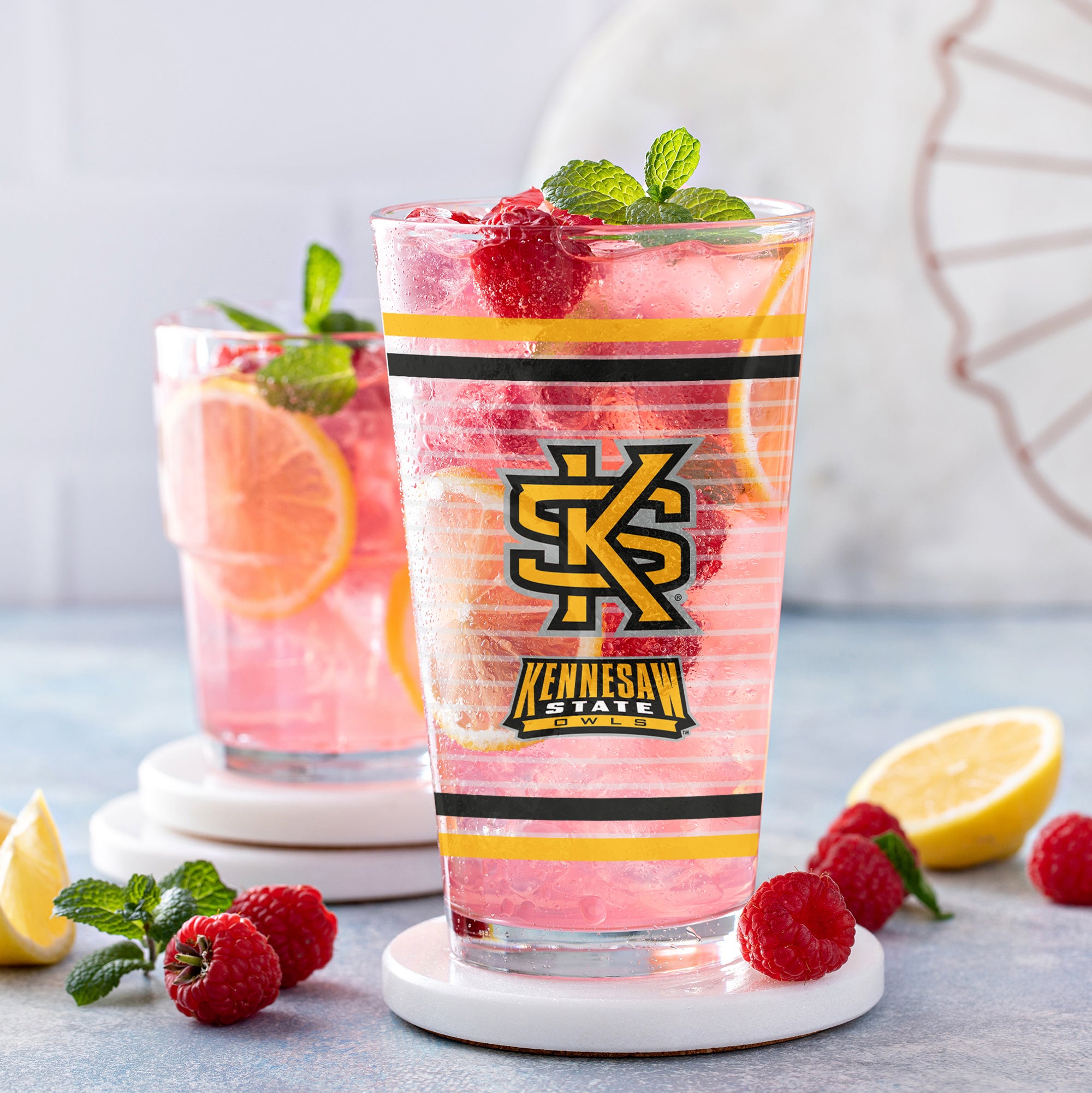 Set of 2 Kennesaw State Owls 16oz Ring Pints