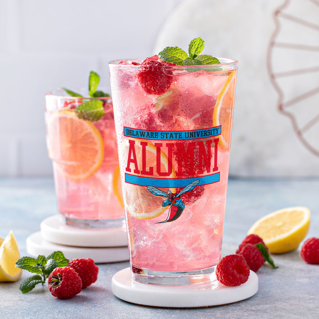 Set of 2 Delaware State Hornets 16oz XD Alumni Pints