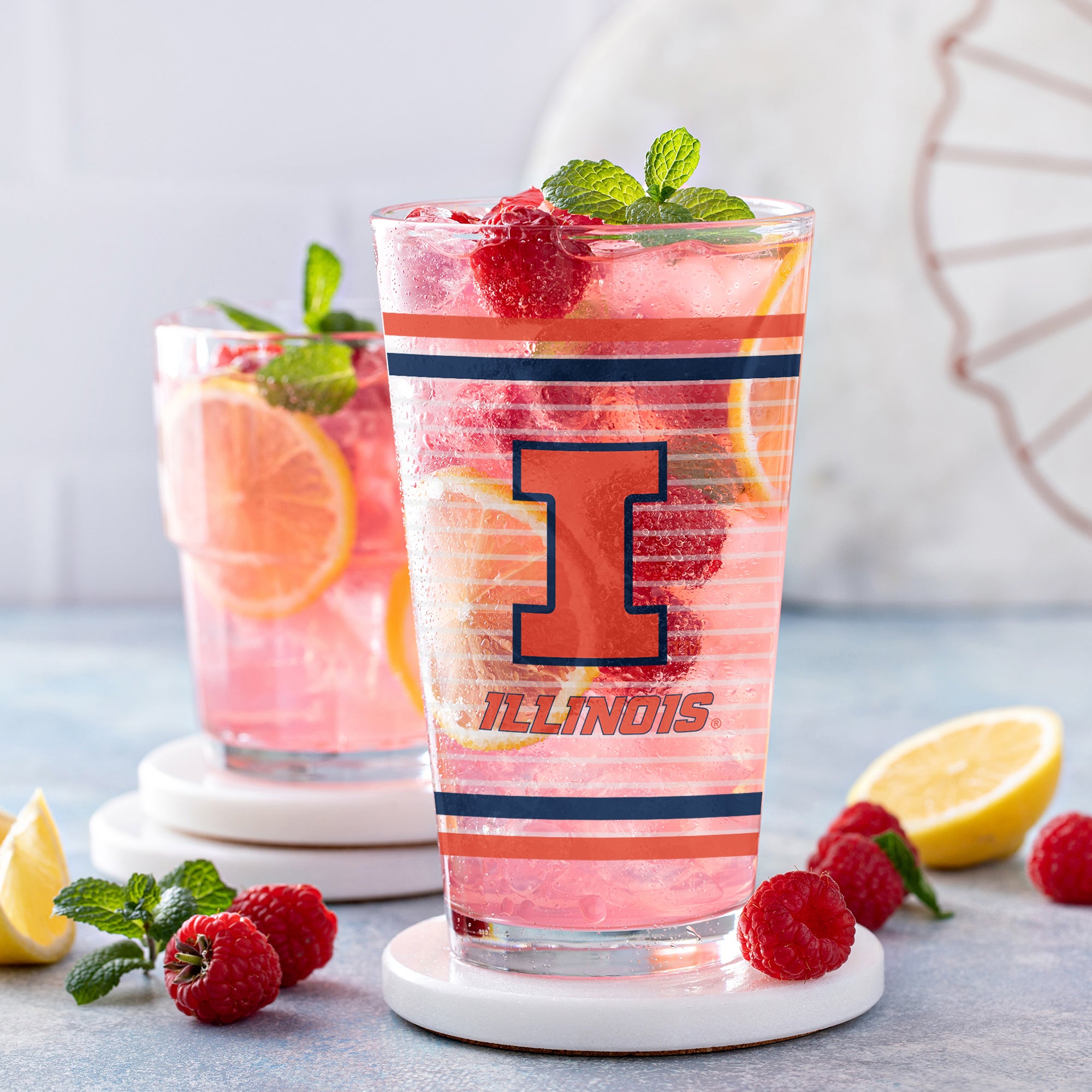 Set of 2 Illinois Fighting Illini 16oz Ring Pints