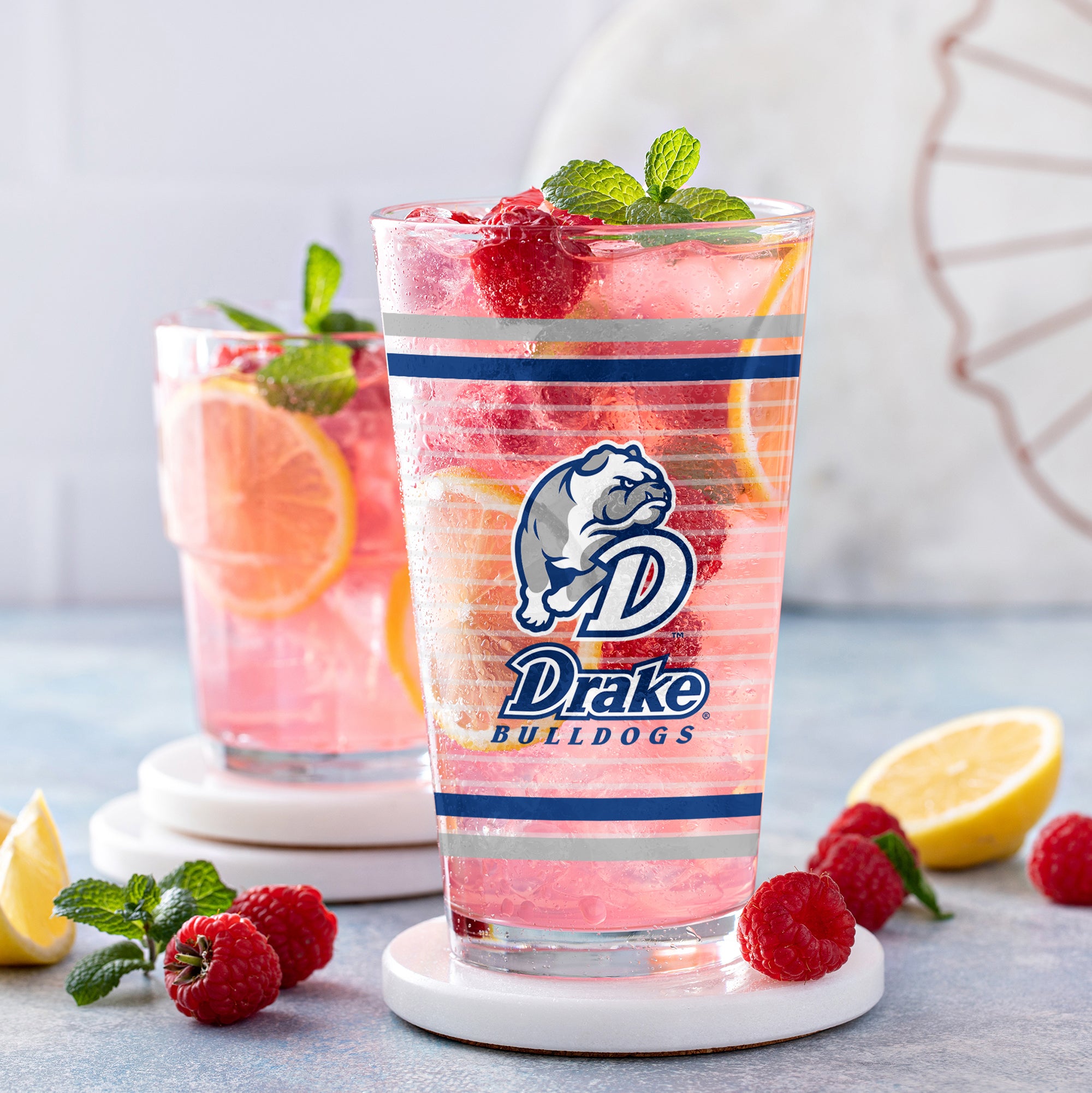 Set of 2 Drake Bulldogs 16oz Ring Pints