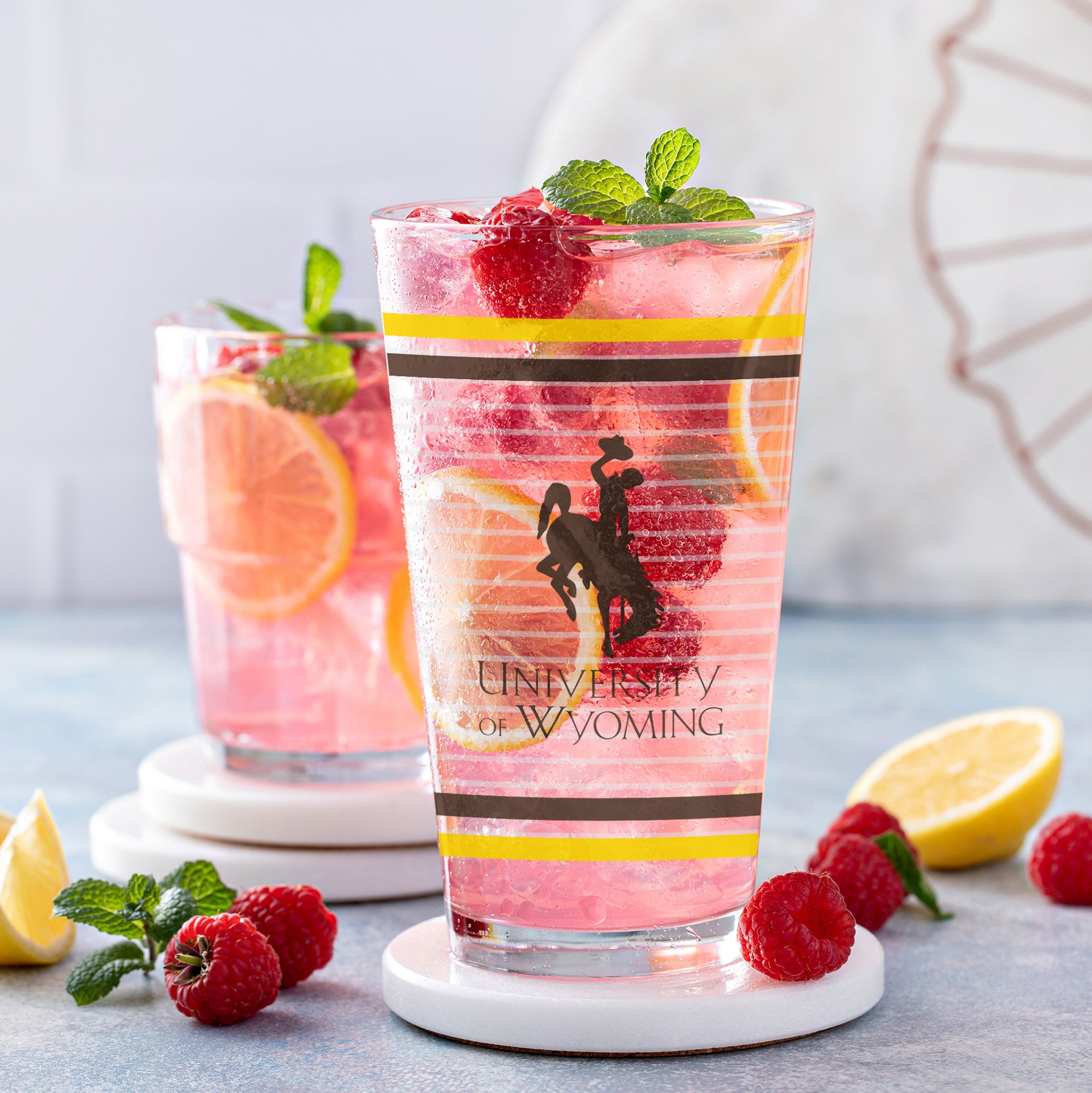 Set of 2 Wyoming Cowboys 16oz Ring Pints