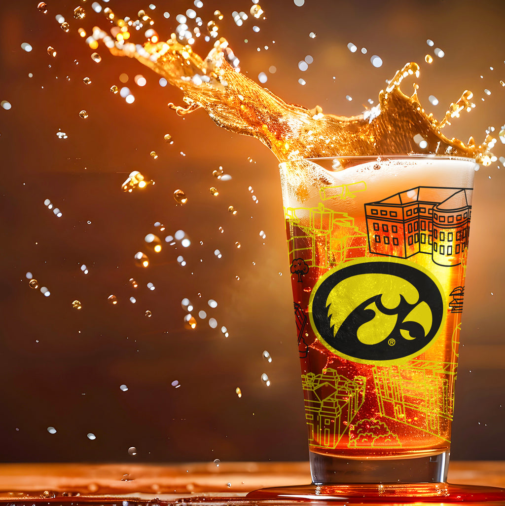 Set of 2 Iowa Hawkeyes Campus Line Art 16oz Pints