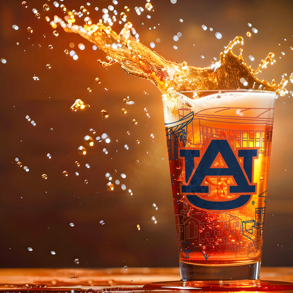 Set of 2 Auburn Tigers Campus Line Art 16oz Pints