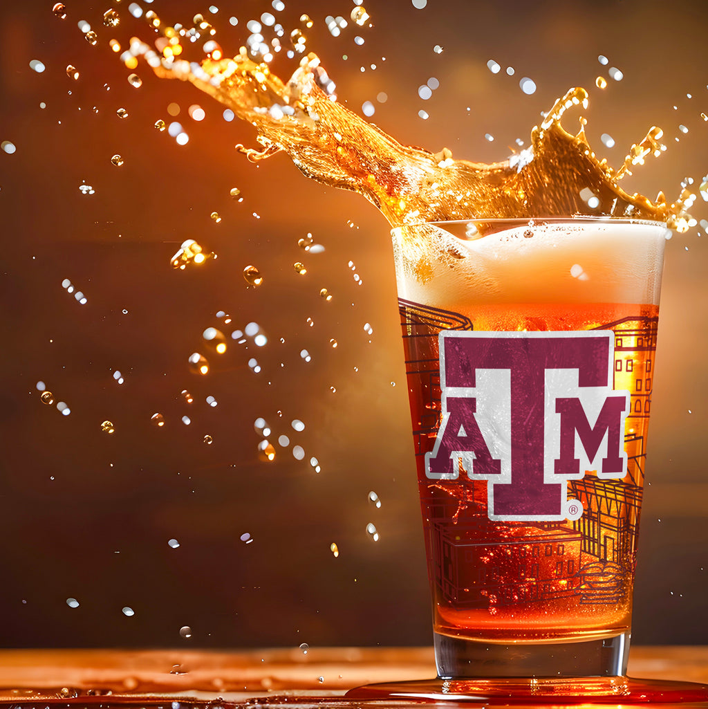 Set of 2 Texas A&M Aggies Campus Line Art 16oz Pints