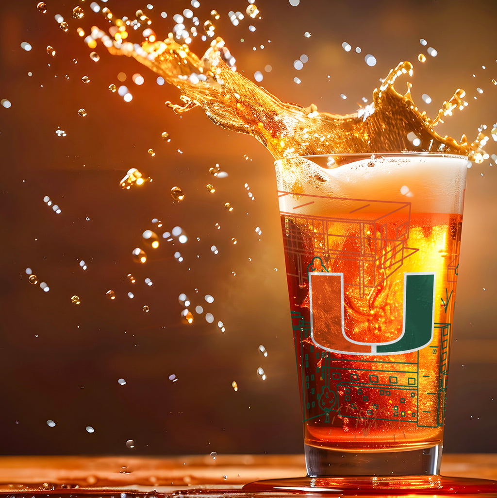 Set of 2 Miami Hurricanes Campus Line Art 16oz Pints