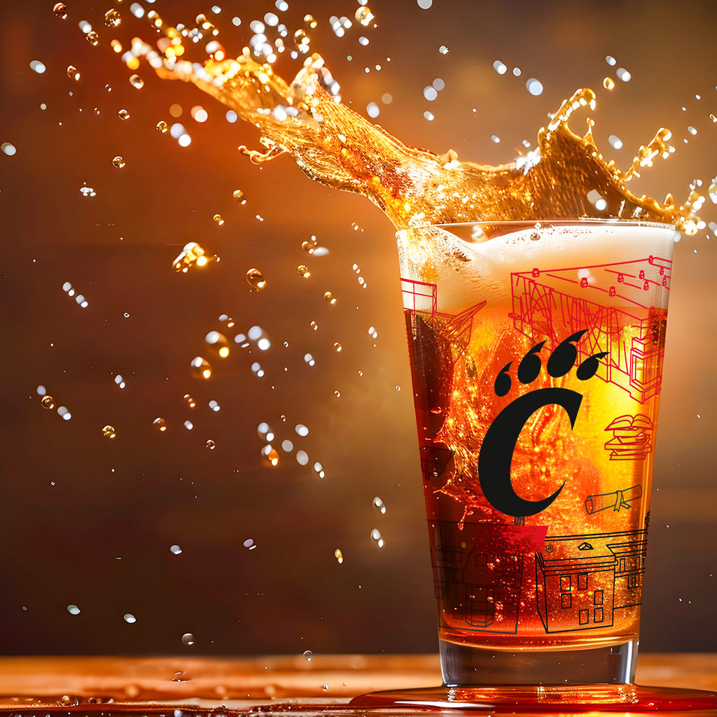Set of 2 Cincinnati Bearcats Campus Line Art 16oz Pints