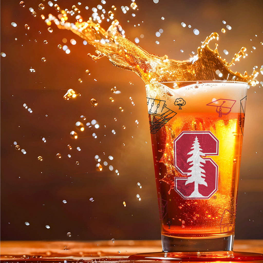 Set of 2 Stanford Cardinal Campus Line Art 16oz Pints