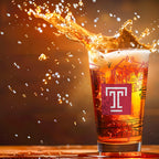 Set of 2 Temple Owls Campus Line Art 16oz Pints