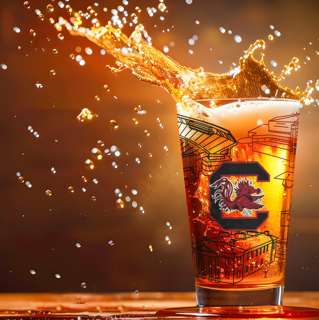 Set of 2 South Carolina Gamecocks Campus Line Art 16oz Pints