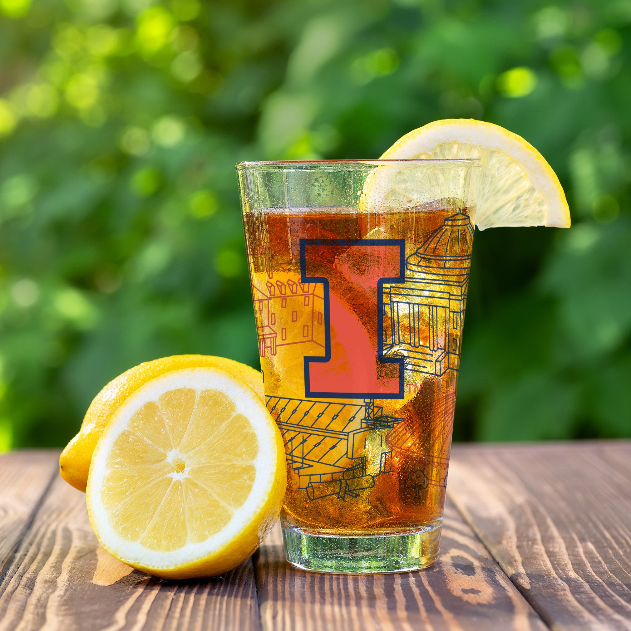 Set of 2 Illinois Fighting Illini Campus Line Art 16oz Pints