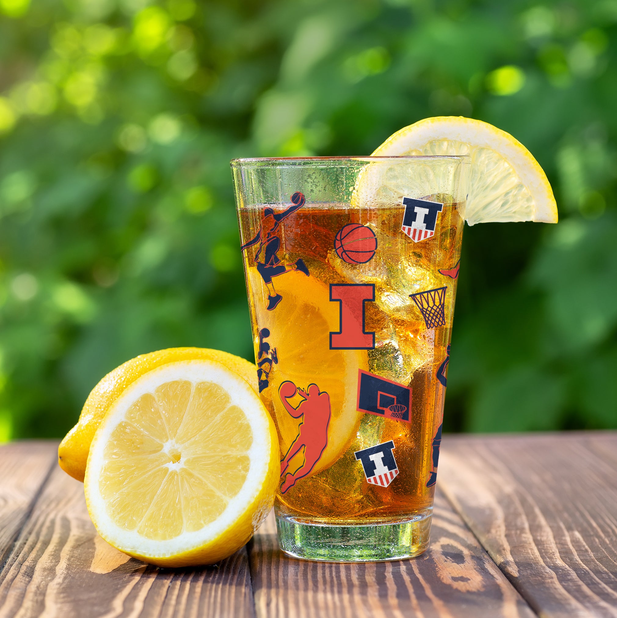 Set of 2 Illinois Fighting Illini Basketball Sketch 16oz Pints