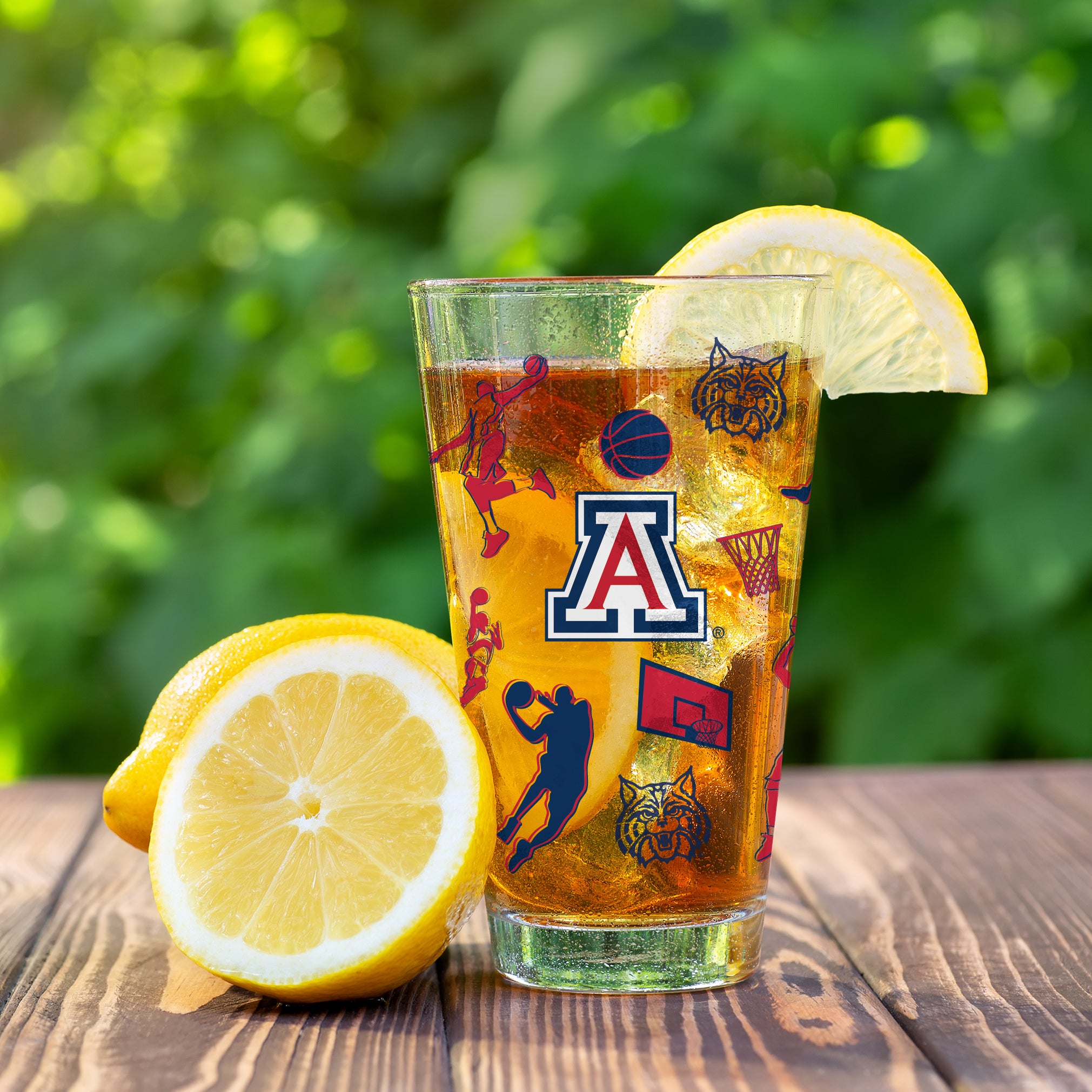 Set of 2 Arizona Wildcats Basketball Sketch 16oz Pints