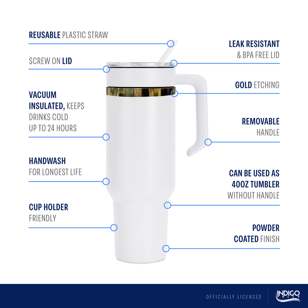 48oz Pittsburgh Panthers Gold Anodized White Tumbler