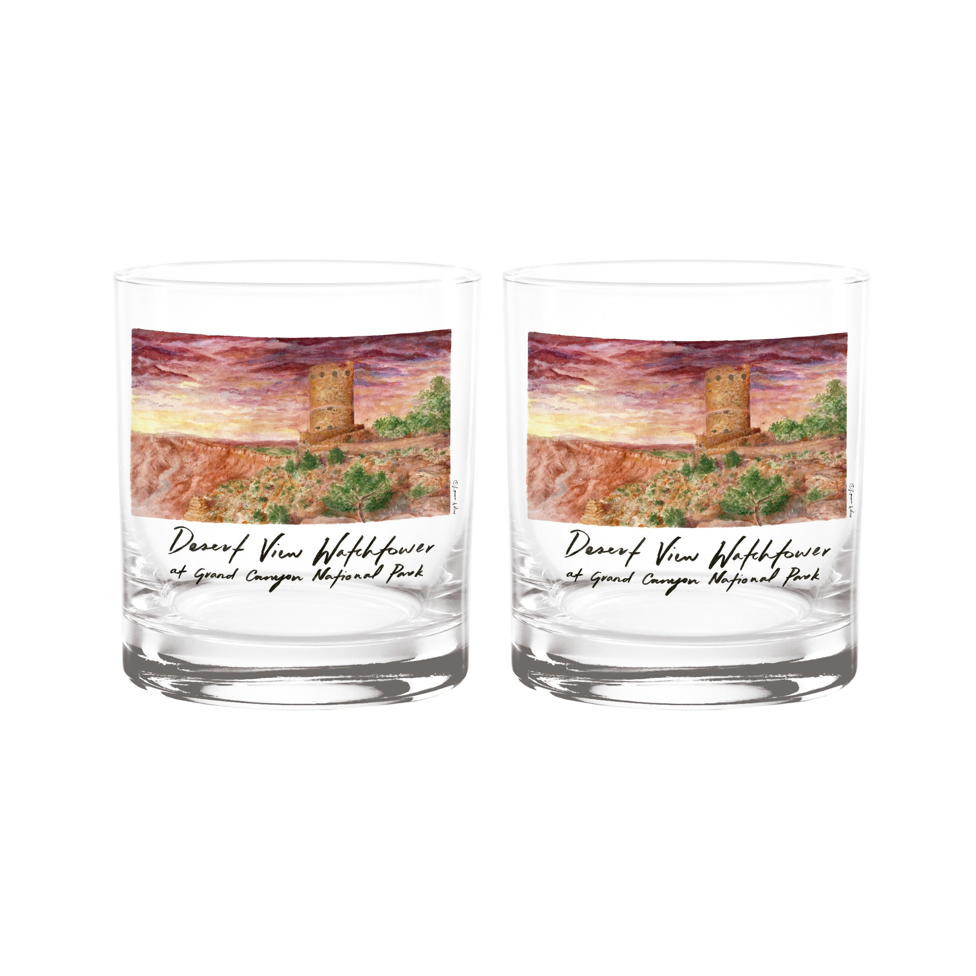 14oz Grand Canyon National Park 2-Pack Rock Glass Set by Laura Wilcox