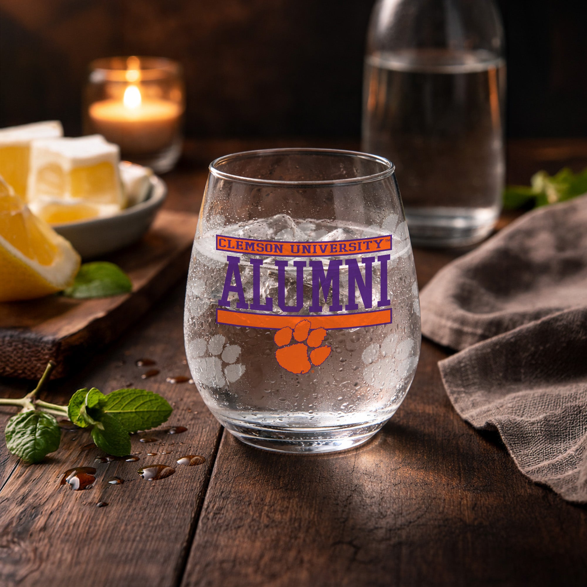 Set of 2 Clemson Tigers Alumni 15oz Stemless