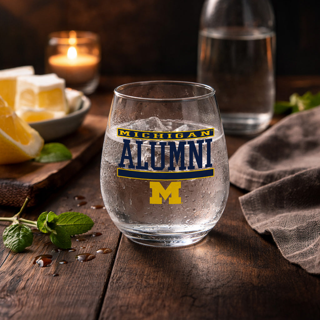 Set of 2 Michigan Wolverines Alumni 15oz Stemless