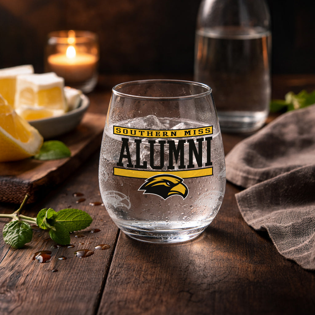 Set of 2 Southern Miss Golden Eagles Alumni 15oz Stemless