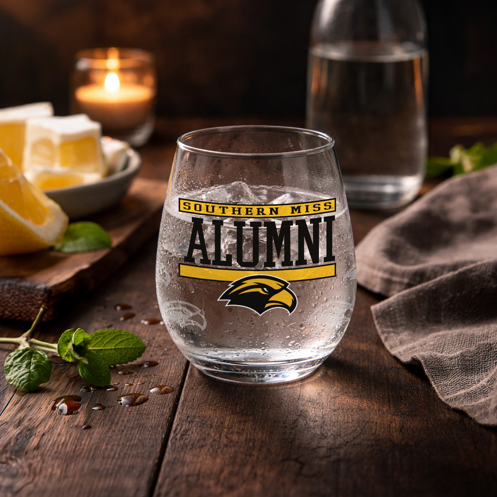 Set of 2 Southern Miss Golden Eagles Alumni 15oz Stemless