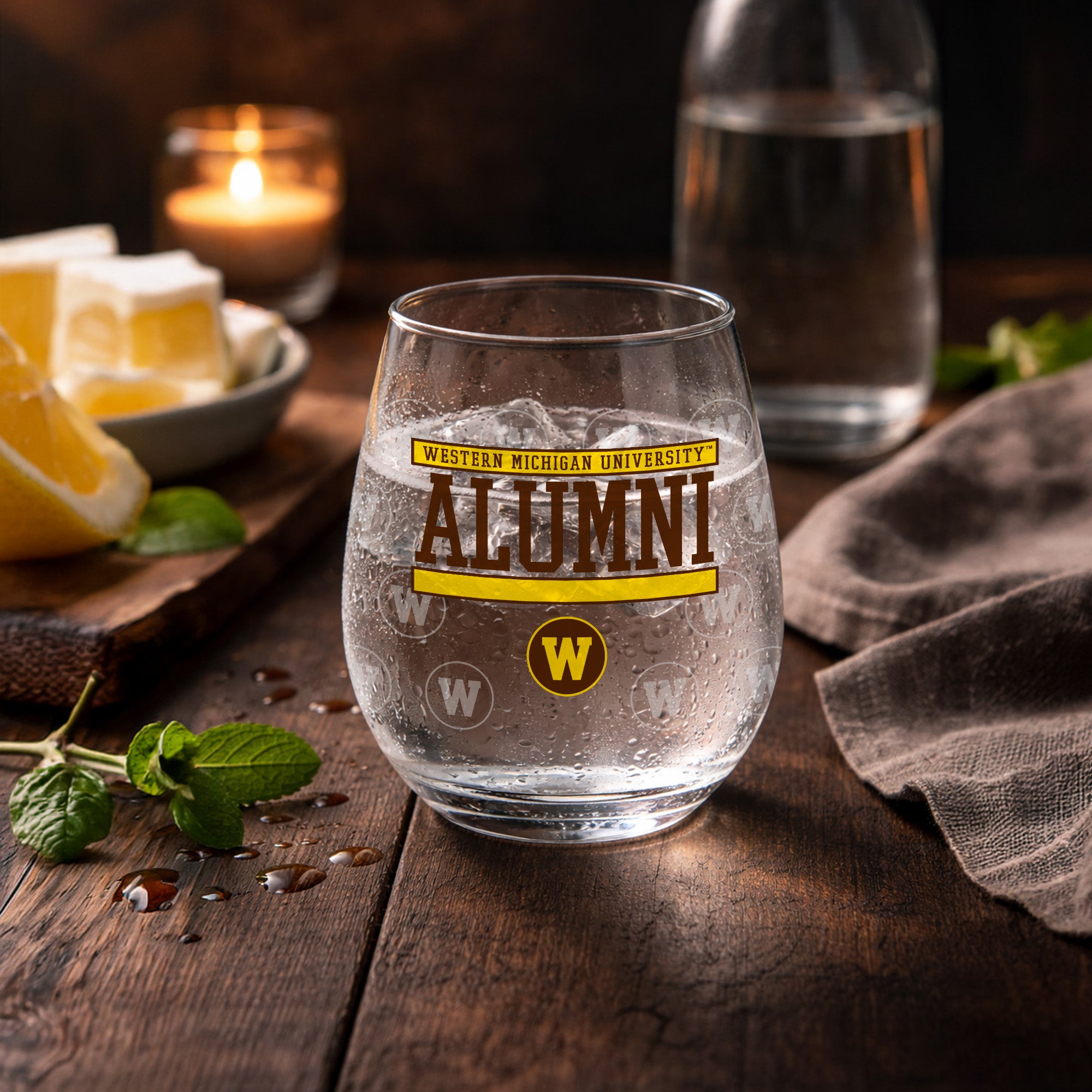 Set of 2 Western Michigan Alumni 15oz Stemless