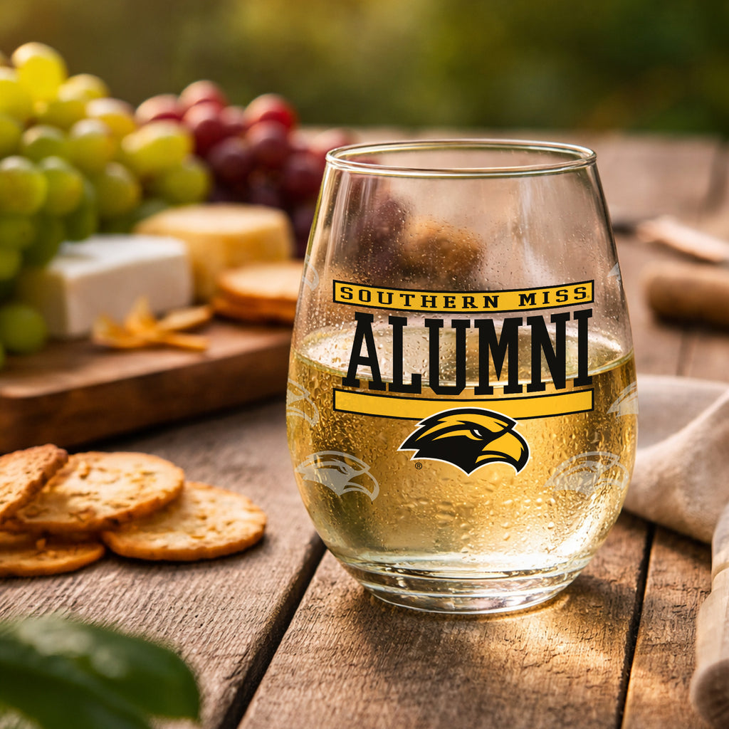 Set of 2 Southern Miss Golden Eagles Alumni 15oz Stemless