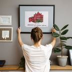 University of Wisconsin-Madison - The Red Gym, Matted Watercolor Wall Art 11" x 14" by Laura Wilcox