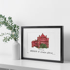 University of Wisconsin-Madison - The Red Gym, Matted Watercolor Wall Art 11" x 14" by Laura Wilcox