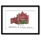 University of Wisconsin-Madison - The Red Gym, Framed Watercolor Wall Art 16" x 20" by Laura Wilcox