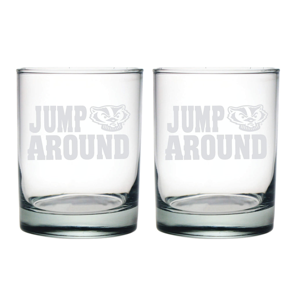 14oz Wisconsin Badgers Etched Slogan DOF 2 Pack