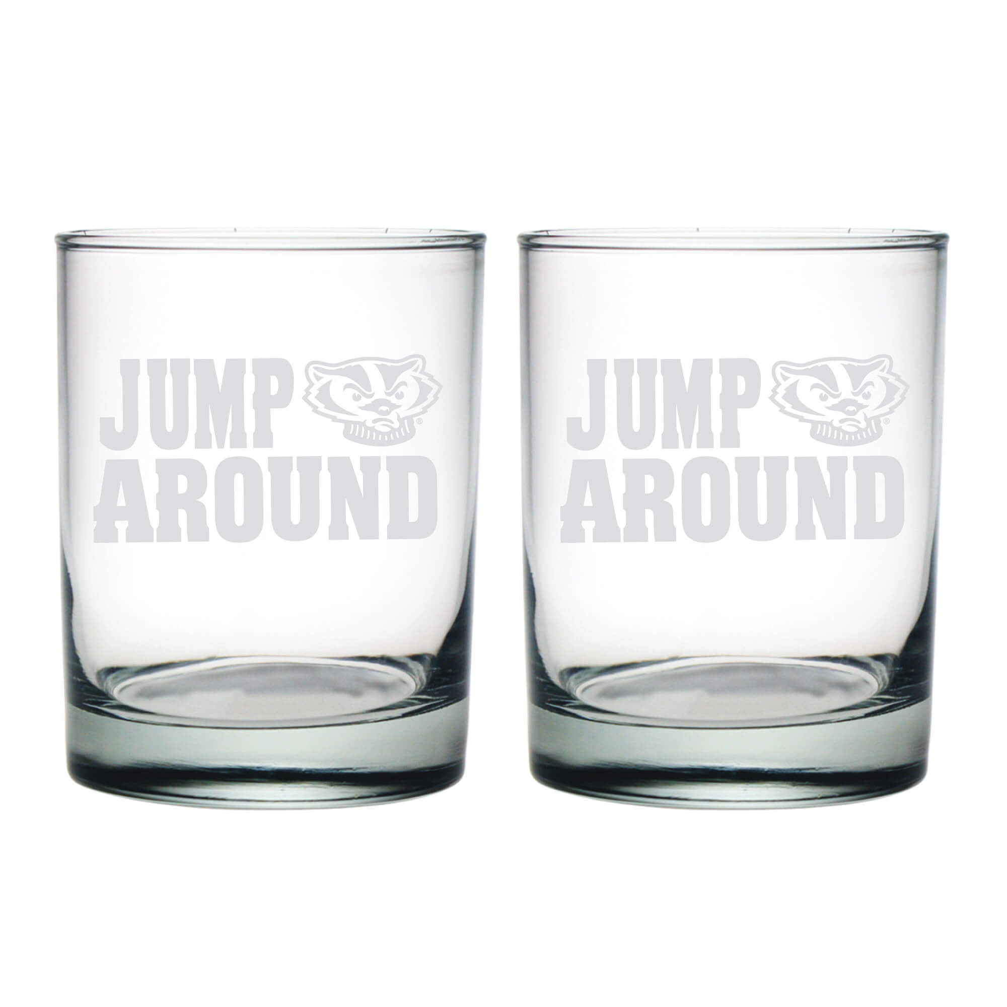 14oz Wisconsin Badgers Etched Slogan DOF 2 Pack