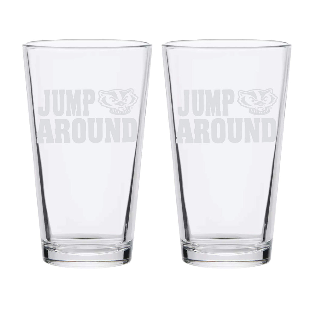 16oz Wisconsin Badgers Etched Slogan Pint 2 Pack