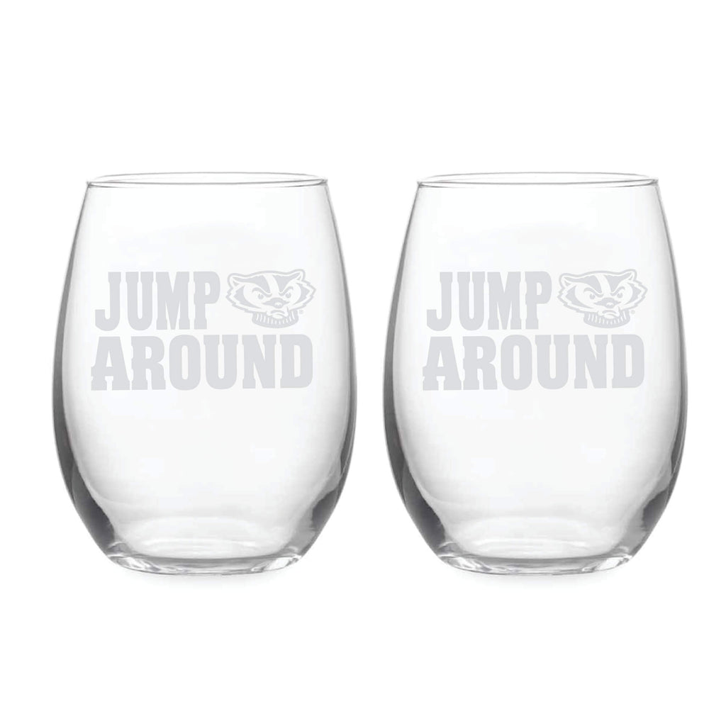 21oz Wisconsin Badgers Etched Slogan Stemless 2 Pack