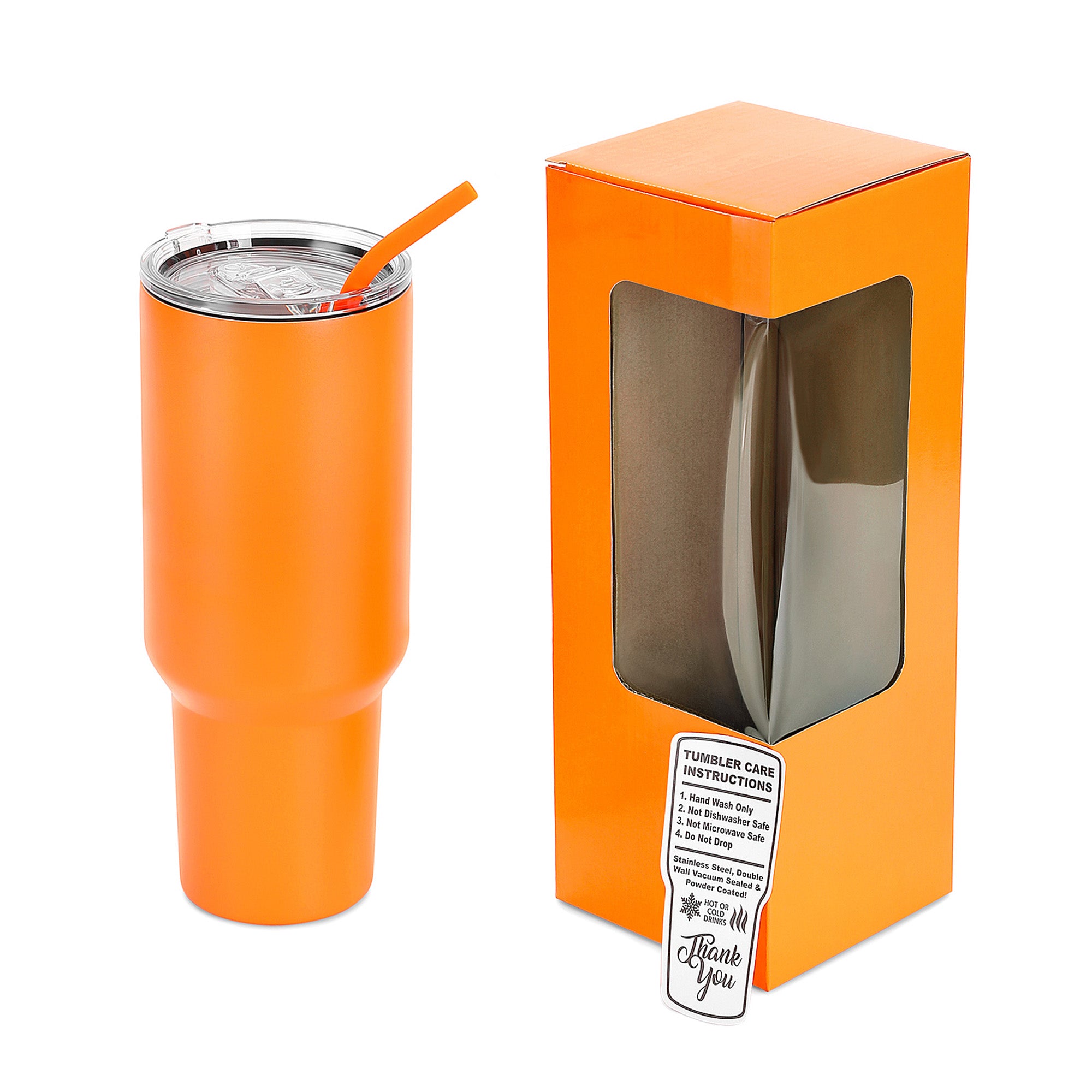 40oz Orange Powder Coated Tumbler
