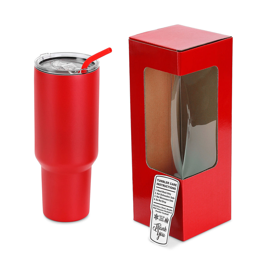 40oz Red Powder Coated Tumbler