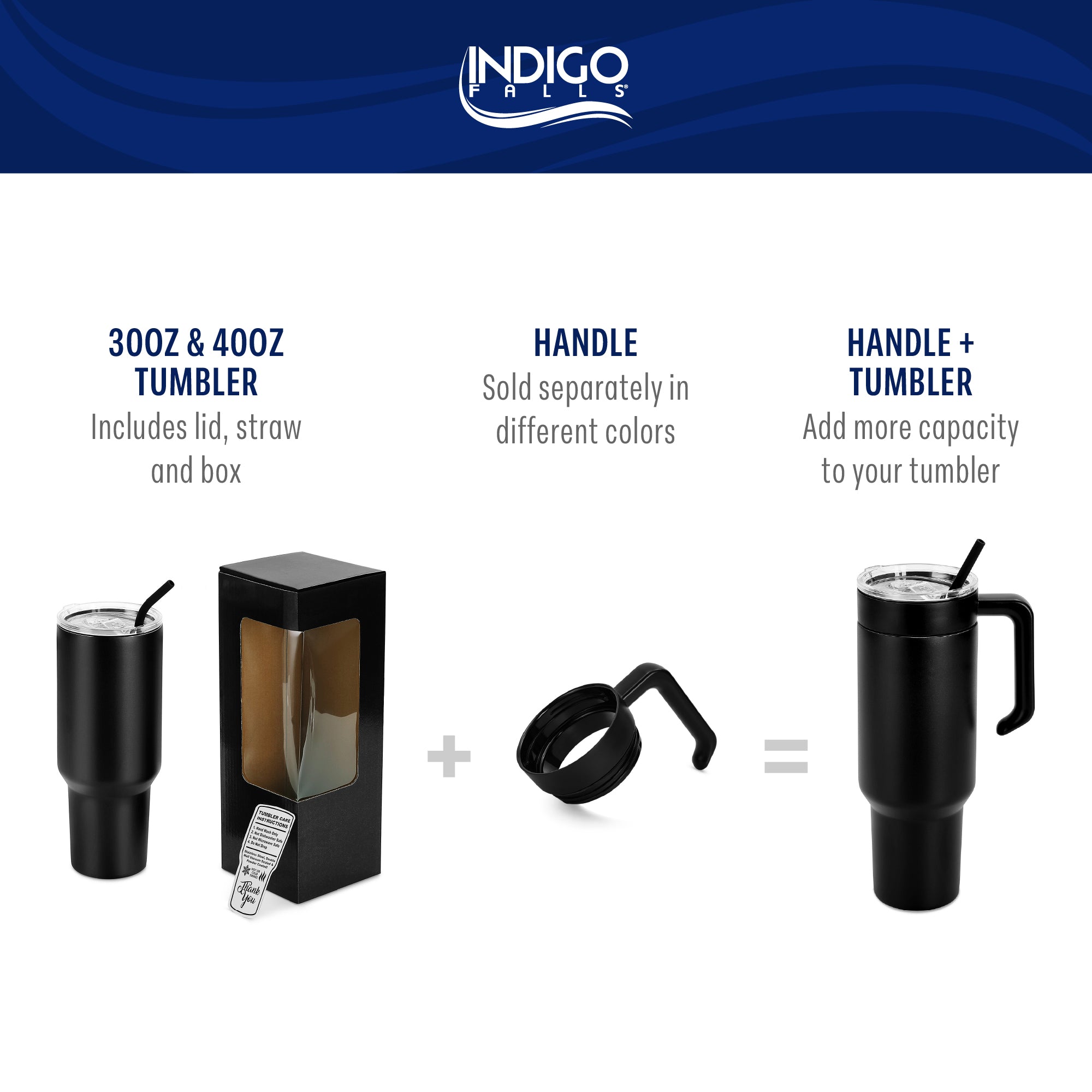 White Tumbler Handle 30oz & 40oz