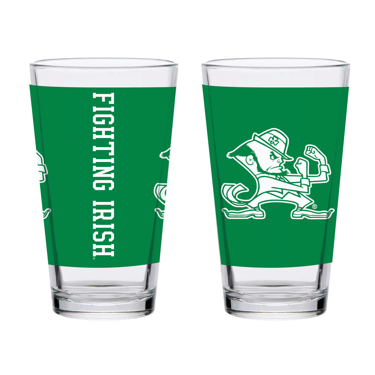 16oz Notre Dame Fighting Irish KO Green Mascot Pint